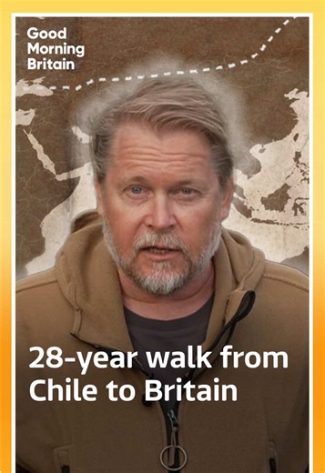 Adventurer Karl Bushby has stepped foot on UK soil after a 28-year journey 🌍 Bushby, 57, left Chile in 1998, following two self-imposed rules - not to use transport to advance and not to return home until the journey is complete. On Tuesday, he announced that he had swum from France to the UK - the final, major hurdle of his journey back to his childhood home in Hull. #gmb