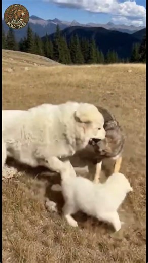 Wolf Playing With Dogs