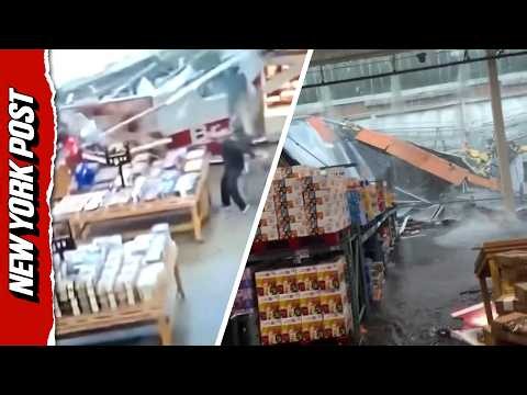 Insane Moment Roof Collapses Amid Severe Flooding at BJ’s in New Jersey
