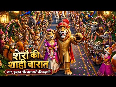 Sher Ki Nikli Baraat 🦁💐 | Jungle Wedding Poem | Kids Animal Baraat Fun | Lion Groom & Lioness Bride