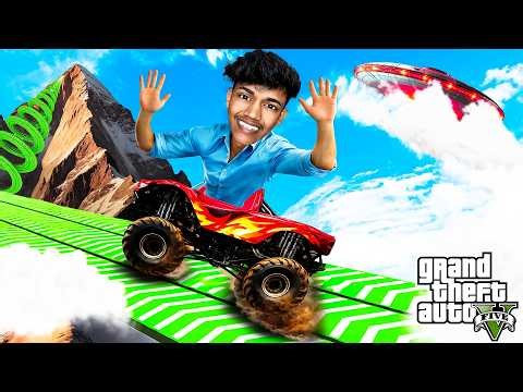 GTA 5 Impossible Parkour With World’s Smallest Car | Vinewood Hills to Mount Chiliad (Alien Attack)😱