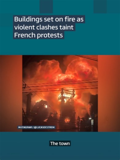 French President Emmanuel Macron will hold an emergency meeting, following violent protests that saw buildings set on fire and shops looted. Hundreds of thousands of people participated in demonstrations across France on Saturday, October 17, denouncing rising living costs and poor school conditions. At least 1,800 people were arrested, and more than 500 police officers, gendarmes, and firefighters injured. #france #protests #lyon #limoges
