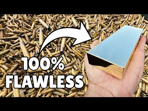 100% Perfect Ingot - Mirrored Bullet Casing Bar - ASMR Metal Melting & Milling - BigStasckD
