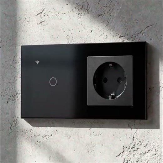Smart Switch Socket Black Glass Voice Control