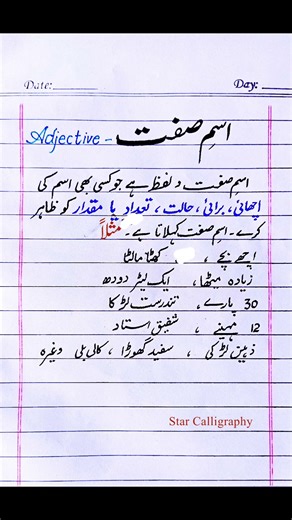 Definition of Adjective in Urdu | Adjective Definition with examples in Urdu اسم صفت کی تعریف