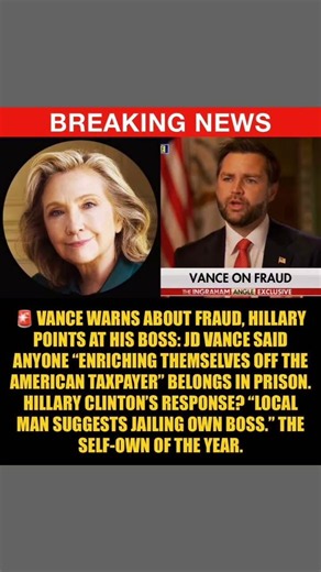 BREAKING: Hillary Clinton Trolls JD Vance, Says His Own Boss Belongs in JailHillary Clinton just