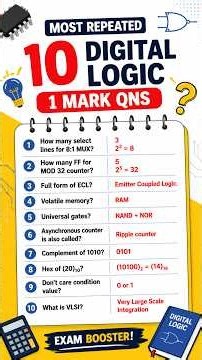 Most Repeated 1 Mark Questions | Digital Logic | Polytechnic Exam Booster 🔥 #shorts