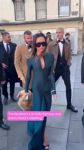 The Beckham’s looked stylish as ever at #HollyRamsay and #AdamPeaty’s wedding this weekend 💒 #VictoriaBeckham designed the bridesmaid dresses for their star-studded nuptials, which was surrounding by plenty of drama due to an ongoing feud with Adam’s family 👀 Read more on Goss.ie 📲