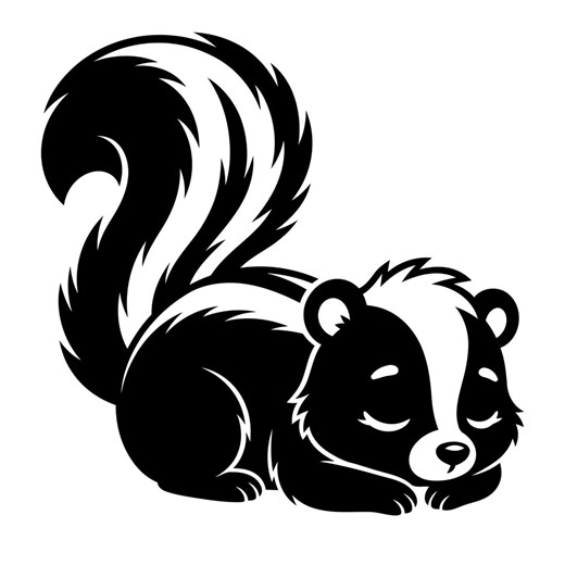 Skunk Sleeping Svg, Puffy Baby Skunk Vector, Rounded Puffy Vector Clipart, Cricut Silhouette Cut File, Digital Download - Etsy