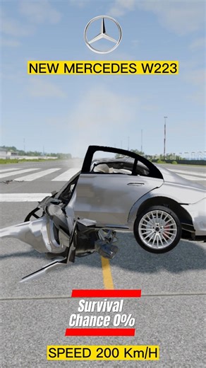 200 Km/H Crash Test Mercedes W223 vs W140 🤯 #crashtest #recommended #mercedes