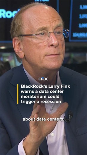 #BlackRock CEO Larry Fink warned that a halt to data center construction could trigger an economic slowdown. ⠀ “If we have a moratorium of some sort in this country, we will be in a recession,” Fink told CNBC Wednesday, after BlackRock reported better-than-expected third-quarter earnings early Wednesday. ⠀ Read more at the #linkinbio or the link on screen. #CNBC #datacenters