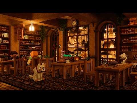 Quiet Library | Minecraft Music with Soft Rain for Studying & Sleeping (10 Hours)