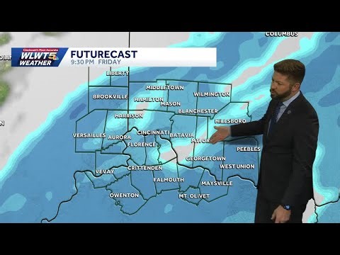 Timeline for snow showers building tonight across Greater Cincinnati