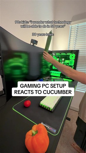 This video demonstrates a new feature that makes the lights in your gaming PC setup change color based on the color of the object you put in front of it. In the video i demonstrate with a tomato, cucumber, and a bell pepper as well as other objects. #pcgaming #pcgamer #gaming #tech #gamingsetup