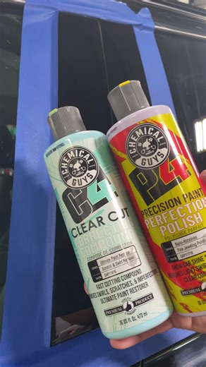 🚗 ✨ Bye to dull, faded paint & hello to a showroom shine with Chemical Guys P4 & C4 compounds! Our precision correction compound will take your ride's gloss up a notch while our polish delivers an impeccable finish. Get yours today and give it the ultimate sheen you deserve! | Chemical Guys