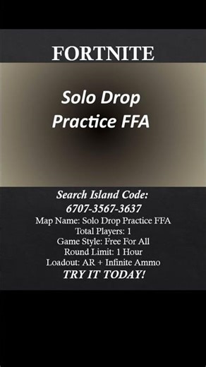 Solo Drop Practice FFA (6707-3567-3637) – Fortnite Creative Map Gameplay