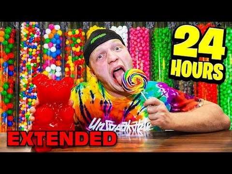 SNEAKING In OVERNIGHT CANDY SHOP 24 HOUR Challenge! - EXTENDED