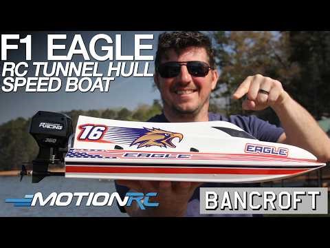 Bancroft F1 Eagle Tunnel Hull 23.2" Brushless RC Speedboat in calmer water| Motion RC