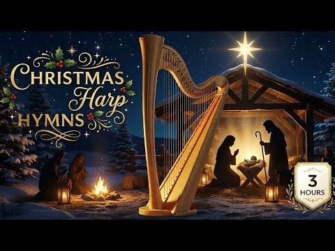 Soft Christmas Harp Hymns 🎄 3 Hours of Peaceful Instrumental Prayer Music