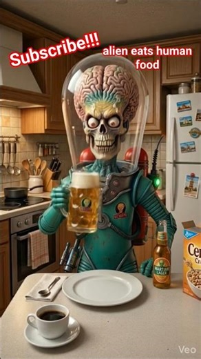 alien eats human food #cartoon #memes #meme #funny #animation #ai #shortvideo #aivideo #food #marvel