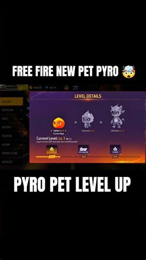 FREE FIRE NEW PYRO PET LEVEL UP 🤯🔥