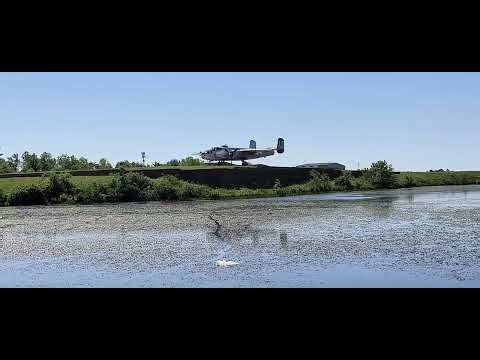 B 25 Mitchell Bomber Taxi and Takeoff