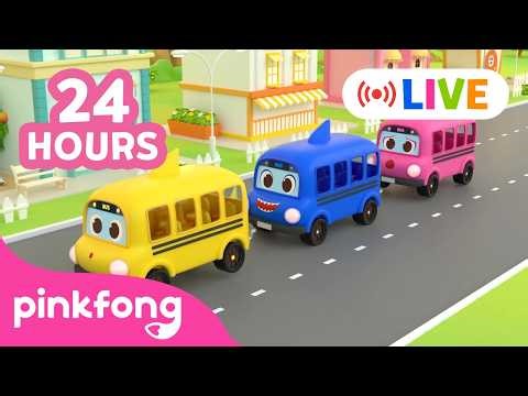 🔴LIVE: 24 HOURS+ Wheels On The Bus Episodes in HD! ✨🚌 | Learn with Pinkfong ✏️ | Pinkfong Official