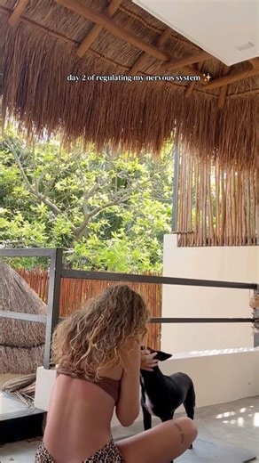 day 2 of regulating my nervous system #women #nervoussystem #stretching #slowmorning #dog