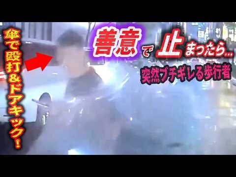 【ドラレコ】道を譲った結果…傘で車と顔面を襲撃される⁉ / 追突からの進入禁止無視で逃走する当て逃げ犯 / 首都高でイキり散らした黒車の末路【危険予知トレーニング】