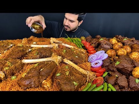 GIANT Mutton Nalli Biryani & Spicy Meat Feast 🔥 ASMR Eating Show | Desi Mukbang
