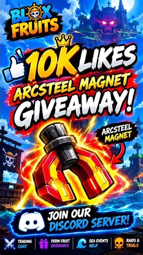 Best Blox Fruits Trading Server! Arcsteel magnet giveaway! #roblox #bloxfruits