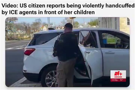 ICE brutally detain U.S. citizen mother—leave 2 little kids in backseat.Agents grab her by hair and tackle her face first to street—handcuff her behind back."I was shouting: I'm a citizen! I have my children in the car—9 year old girl and 1 year old boy!"She was held hours before being released—despite proving she was a U.S. citizen.ICE claims that she assaulted an agent first."I never assaulted anyone—my intention was to exercise my constitutional rights and request the arrest warrant."Her husb