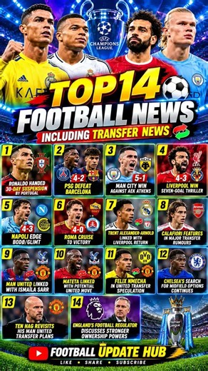 ⚽Top 14 Football News Today Latest UCL & Transfer News🚨#FootballNews#shorts#TransferNews#latestnews