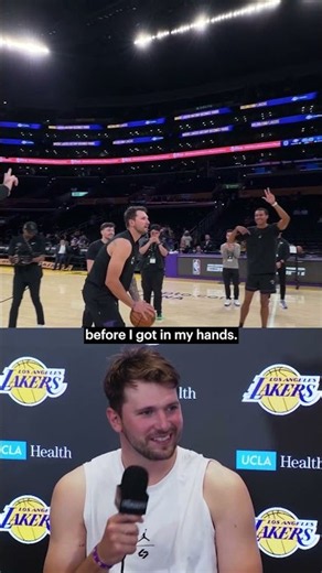 "I work on those." Luka makes half-court shots look EASY #lakers