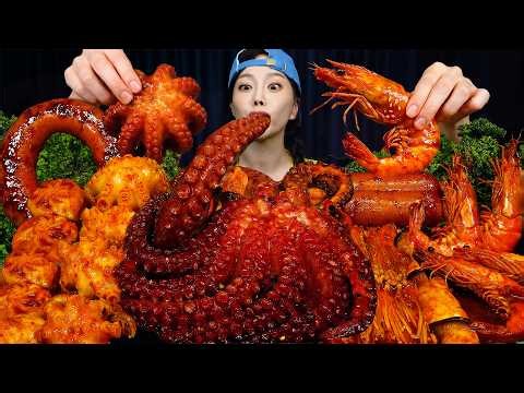 빨판특집 !🐙 대형 문어 제철 쭈꾸미 매콤소스 ! Octopus & Webfoot octopus Spicy Recipe Mukbang ASMR Ssoyoung