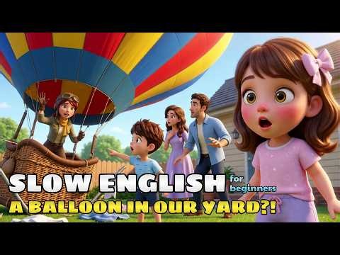 A Hot Air Balloon Landed in Our Backyard! 🎈😱 Easy English Listening (A2 Level)