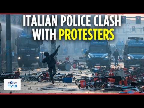 WATCH: Violent Clashes Erupt Between Police and Protesters in Milan | Italy Protest | N18G