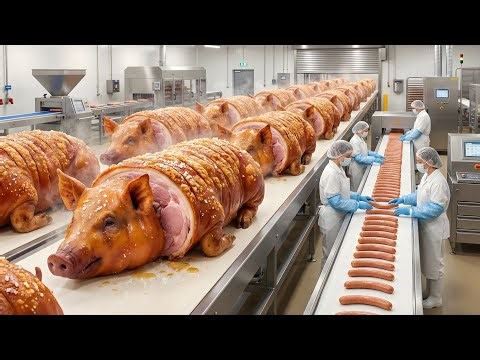 Inside the Modern Pig Factory: Massive Automated Pork Processing & Sausage Line