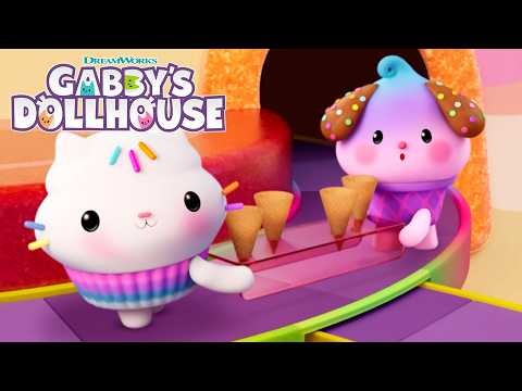 Cakey's New Friend! Baking Woofle Cones with CreamPup | GABBY'S DOLLHOUSE