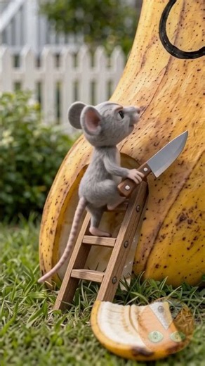 Mouse Builds a House From a Giant Banana! 🤯🍌 #FunnyAnimation #DIY
