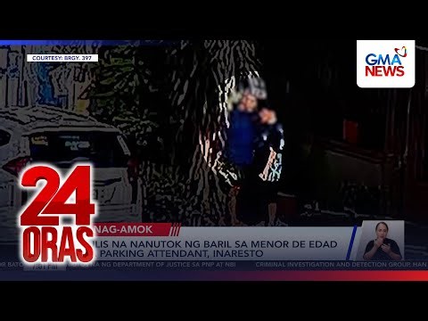 Pulis na nanutok ng baril sa menor de edad na parking attendant, inaresto | 24 Oras