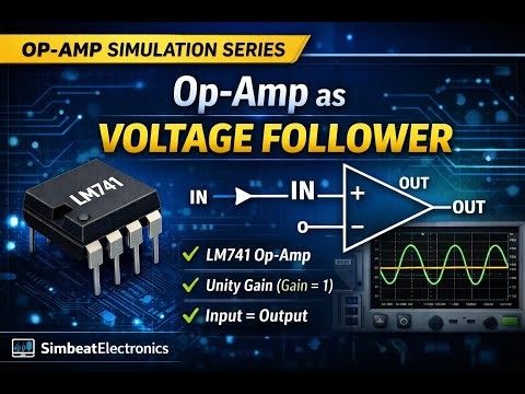 Op-Amp as Voltage Follower | LM741 | Unity Gain Amplifier | Proteus Simulation