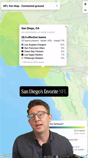 San Diego still loves the Chargers. El Paso picked a team 1,900 miles away. #nfl #sandiego #elpaso #losangeles #maps