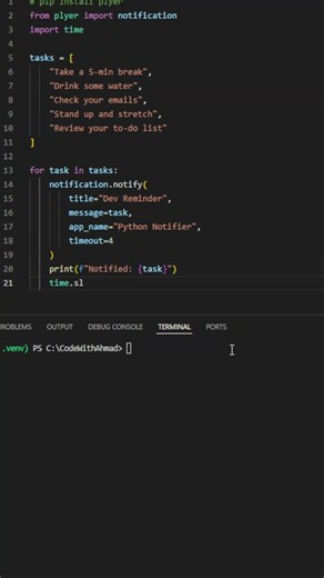 Send Desktop Notifications with 10 Lines of Python #python