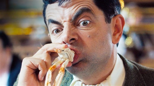 Eating seafood for the first time, Mr. Bean's Holiday