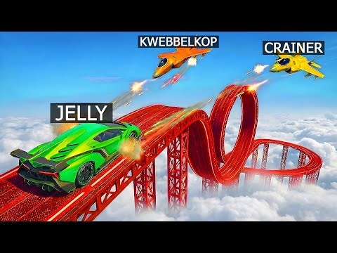 Jelly vs. Crainer vs. Kwebbelkop On GTA 5 MEGA RAMP...
