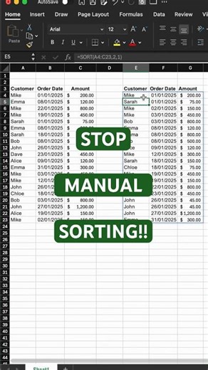 Stop Sorting Manually! (Excel SORT Function)