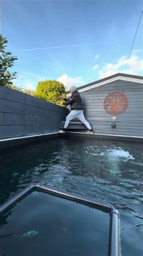 Heron attack ☹️ wire and netting being installed #koi #fish #pond