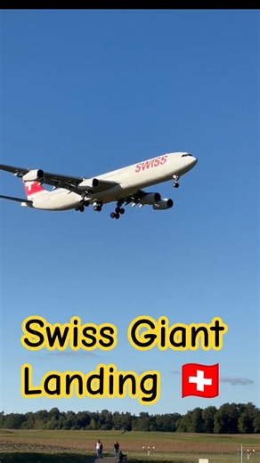 Incredible Landing! Swiss Airbus A340 Extreme Low Pass ✈️🇨🇭 #airplanedream #a340 #airplane #shorts