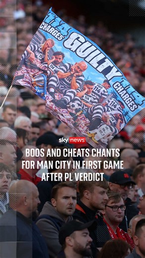 There were boos and cheats chants for Man City as they beat Liverpool 3-0 in their first game since the club was found guilty of breaching Premier League financial regulations. Sky's Rob Harris reports from Anfield where he spoke to fans from both sides. #ManchesterCity #Football #Sports #UK